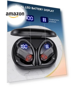 Wireless Bluetooth Earbuds with Earhooks — In-Ear Headphones, EUQQ