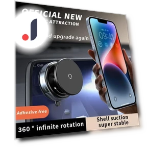 Magnetic Phone Holder with Vacuum Suction — Dashboard Installation Kits, Meiteai-All
