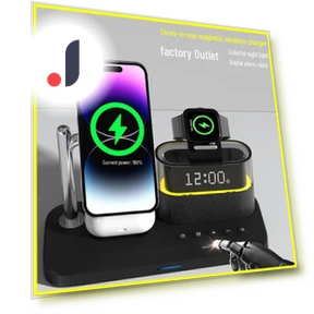 Magnetic Wireless Charger with Colorful Touch Night Light and Alarm — Chargers, Best Electronics