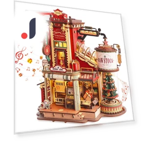 3D Puzzle Wooden Music Box With LED — Wood, Robotime