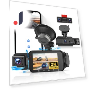 360° 2K Dash Cam with Dual 1080P Recording — Dashboard Cameras, Hikity