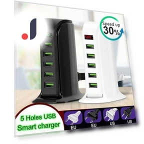 5-Port Charging Station with Multiple USB Hubs — Power Hubs, Smart Mouse