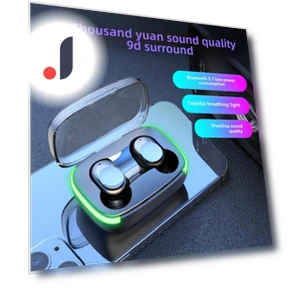 Bluetooth Earbuds with LED Lighting — In-Ear Headphones, QUEED