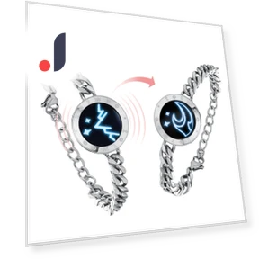 Long Distance Touch Pair Expresses Stainless Steel Smart Vibration Couple Anniversary and Sea Metal Silver Bracelet — Smart Jewelry, SAMURAI STYLE