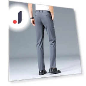 Elastic Solid Black Smart Casual Pants — Casual Pants, OFFICE-MALL