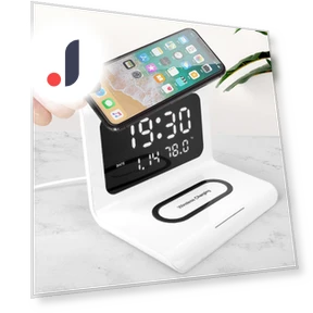 Smart Digital Alarm Clock with Wireless Charging — Alarm, DC-HOME Textile