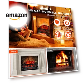 Electric Fireplace Logs Inserts Heater — Portable Heating Solutions, Alpaca