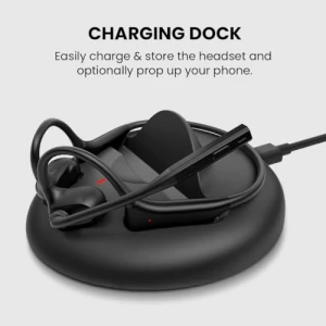 Open-Ear Wireless Headset with Noise-Filtering Boom Mic & Charging Dock, Avantalk