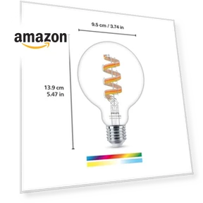 Amber and Full Color Vintage Edison LED Light Bulb — Incandescent, Philips