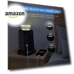 Surge Protector Power Strip Tower — Power Solutions & Surge Protection, PASSUS