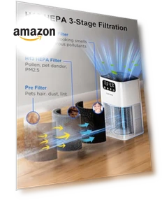 Large Room Air Purifier with H13 True HEPA Filter — Activated Carbon Air Purifiers, TDBYWAE