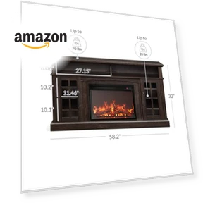 Traditional 58" Rustic TV Stand with Electric Fireplace Heater — Stands, BELLEZE