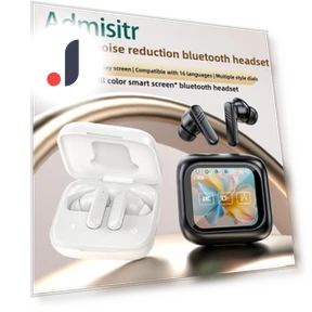 Full Color Touch Screen ANC+ENC Dual Noise Cancelling Bluetooth Earbuds — In-Ear Headphones, Admisitr