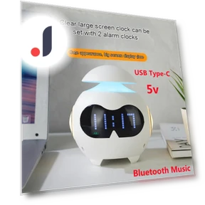 Cute Robot Digital Alarm Clock with Mood Lighting — Alarm, Daily necessities-V