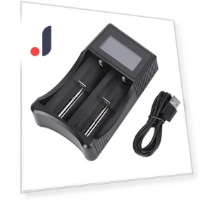 Portable Travel LCD Smart Display USB Double Slot Charging Battery Charger — Holders, Koogeelife