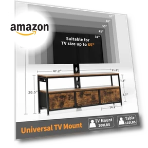 TV Stand with Mount and Power Outlet — Stands, JUSTOGO