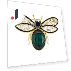 Smart Bee Brooch with Green Crystals — Pins & Brooches, To Be