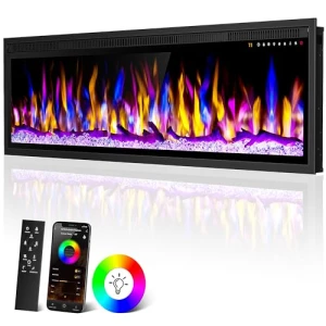 WiFi-Enabled Electric Fireplace Heater, Alpaca