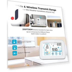 Digital Weather Station with Touch Screen and Backlight — Home Climate Control, TOMTOP JMS