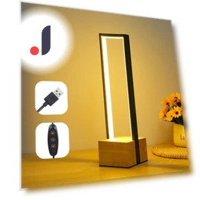 Black Aluminum Frame with Wooden Base Touch Control Night Light — Lamps & Shades, TOMTOP JMS