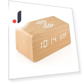 Multifunctional LED Alarm Clock with Wireless Charging Dock and Temperature Display — Alarm, Factory Discount Outlet