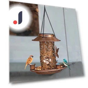 Solar-Powered Dual-Use Bird Feeder with Decorative Lawn Lighting — Backyard Birding, AI Supermarket