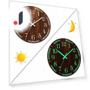12-inch Glowing Wooden Wall Clock — Wall, Stone Home
