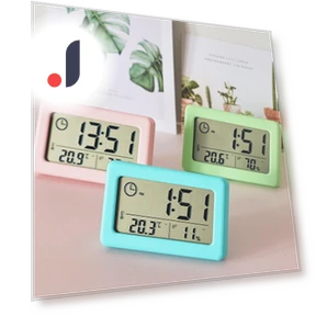 Digital LCD Display Silent Desk Clock with Temperature Sensor — Clocks, Rainbow Rain