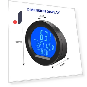 Solar Power Car Clock Thermometer with Backlight — Clock, RuJia Home Decor