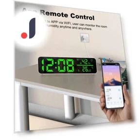 Digital Clock Thermometer with App Control — Home Climate Control, Hello Garden