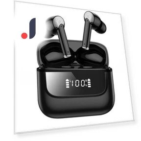Bluetooth 5.4 Wireless Earbuds with LED Display — Wireless Headsets for Powersports, Junmaocun