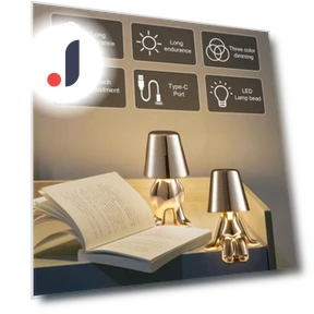 Golden Person Statue Desk Lamp with USB Charging — Study & Desk Lighting, Home Kits