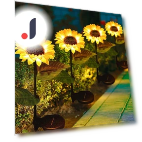 Outdoor Solar Lamp with Sunflowers — Outdoor Floor Lighting, Happy Home Mall