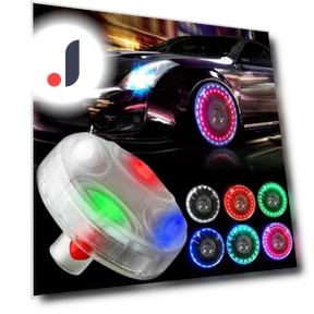 Solar-Powered Smart Tire Valve Caps with LED Lights — Light Kit, JOHO