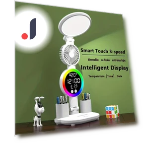 Multifunctional LED Desk Lamp with 3-Speed Touch Fan — Desk Lamps, E-homekit