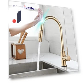 Matte Gold Retractable Touch Kitchen Faucet — Smart-Touch Kitchen Faucets, JOHO - CarGear