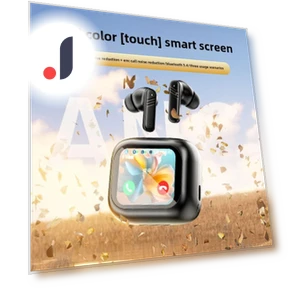 Noise Cancelling Bluetooth Earbuds with Color Touch Screen — In-Ear Headphones, QUEED