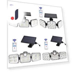 Three-Headed Solar-Powered LED Wall Light with Motion Sensor — Outdoor Security & Flood Lighting, AI Supermarket