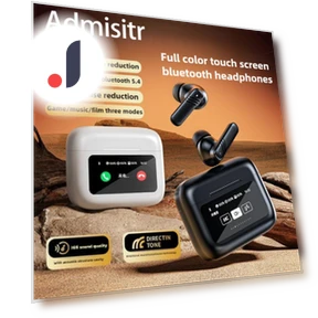 Bluetooth Wireless Earbuds with ANC+ENC Noise Cancellation and Color Touch Screen — In-Ear Headphones, Admisitr