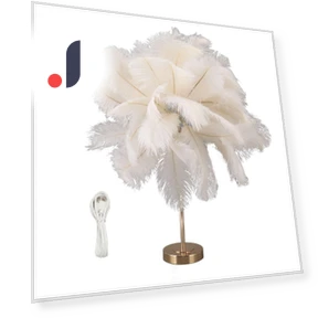 Feather Table Lamp with 3-Color Touch Switch — Desk & Table Lighting, GoolRC