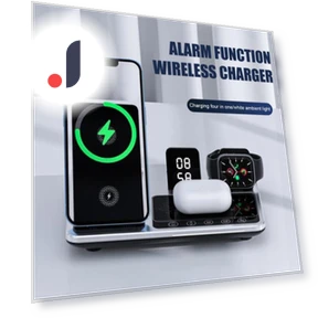 4-in-1 Wireless Charging Stand with Alarm Clock and Night Light — Chargers, Household Electrical Appliances