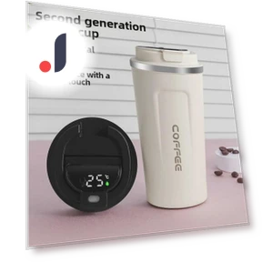 Smart Temperature Display Stainless Steel Coffee Cup — Beverage Warmers, VividTrove