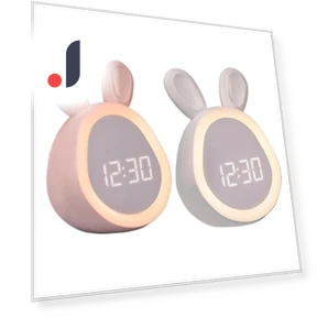 Cute Rabbit Alarm Clock with Night Light — Clocks, DC-HOME Textile