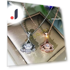 Rose Gold Necklace with Fan-Shaped Smart Zircon Pendant — Smart Jewelry, Prettiest WW
