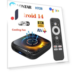 Android 14 Smart TV Box with Cooling Fan — Streaming Devices, Blackin