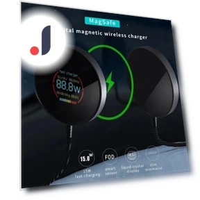 Magnetic Wireless Charger with Power and Temperature Display — Chargers, Fast charging