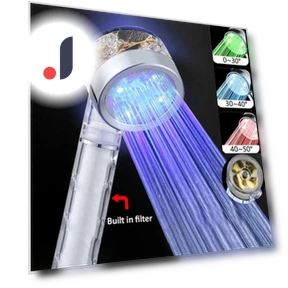 LED Temperature Sensing Shower Head with Filter — Fixed, DC-HOME-4