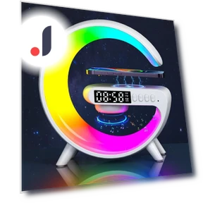 3-in-1 Wireless Charging Dock with Bluetooth Speaker, Alarm Clock, and LED Moon Light — Alarm, GC SupMarket
