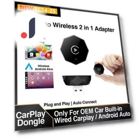 2-in-1 Wireless CarPlay Dongle and Android Auto Adapter — Stereo Receivers, YJMP Auto Parts
