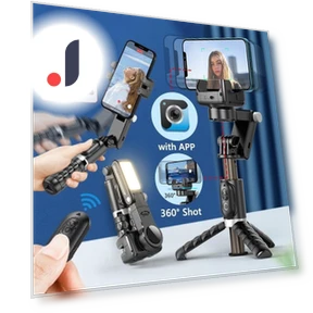 Gimbal Stabilizer Desktop 360° Surround Shot Smartphone Selfie Stick Tripod with Fill Light — Selfie Sticks, Crown Global